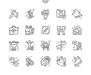 Hiking Well-crafted Pixel Perfect Vector Thin Line Icons 30 2x Grid for Web Graphics and Apps. Simple Minimal Pictogram