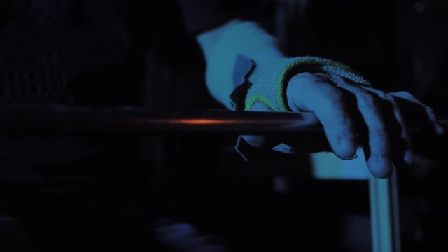 glassblower working in the workshop