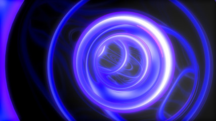 Tunnel with neon light, a long narrow corridor. Dark abstract background with neon. 3D Rendering.