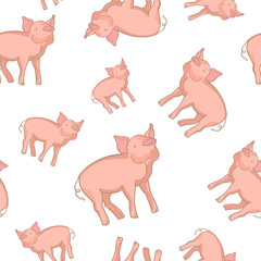Cute pig doodle seamless pattern, Vector background design for fabric and decor