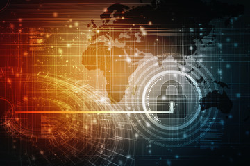 2d illustration Safety concept: Closed Padlock on digital background