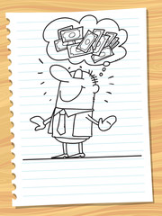 Businessman dreaming about money, success and wealth.Business concept design of big dream or success