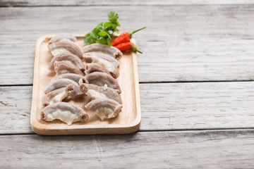 Part of pork small intestine or Chitterlings internal organs of pig