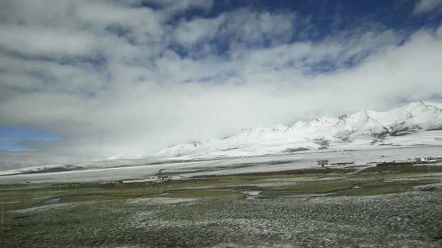 View through window of Qinghai&ndash;Tibet railway