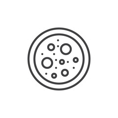 Petri dish with bacteria outline icon. linear style sign for mobile concept and web design. Laboratory petri dish simple line vector icon. Medical Analysis symbol, logo illustration. Pixel perfect 