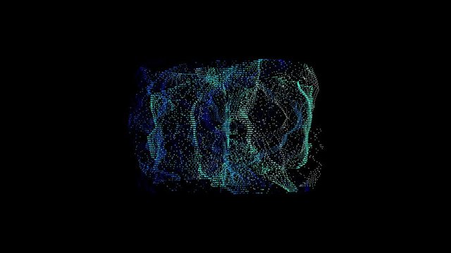 animation - particles are flying slowly on a black background.  3d rendering.Has alpha channel