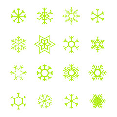 Snowflake vector icon white background set color. Winter blue christmas snow flat crystal element. Weather illustration ice collection. Xmas frost snow flake isolated.