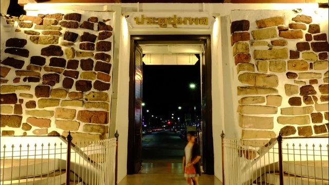 Timelapse of Chumpol gate, one of landmark in Nakornratchasima, located behind Thao Suranaree monument
