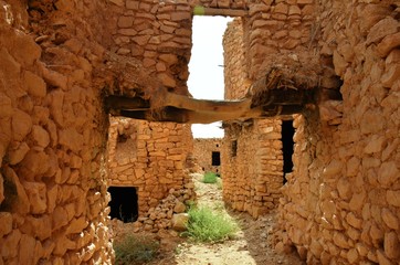 Old ruins in the Canyon of Ghoufi, Algeria