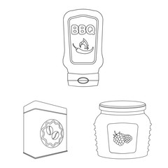 Vector design of can and food symbol. Collection of can and package vector icon for stock.
