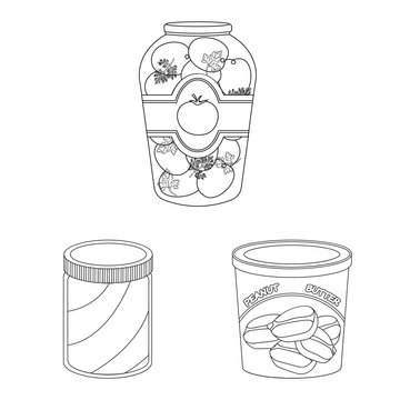 Isolated object of can and food logo. Set of can and package stock symbol for web.