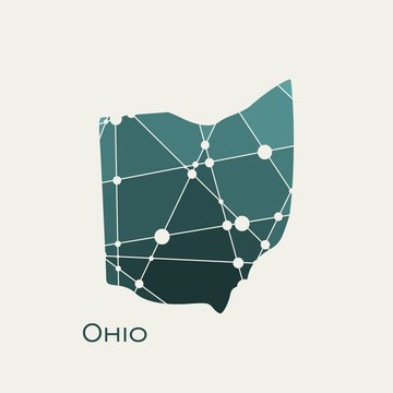 Image relative to USA travel. Ohio state map textured by lines and dots pattern