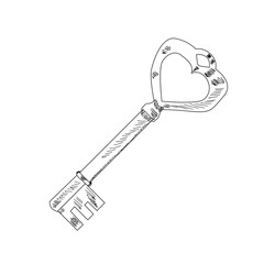 sketch, vintage key