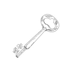 sketch, vintage key