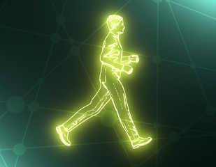 Businessman running forward. Abstract illustration. Modern lifestyle metaphor. 3D rendering