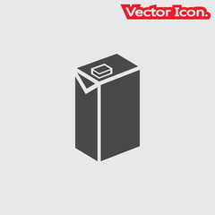 Milk or juice carton package icon isolated sign symbol and flat style for app, web and digital design. Vector illustration.