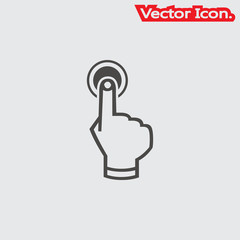 one finger click icon isolated sign symbol and flat style for app, web and digital design. Vector illustration.