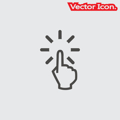 Obraz premium Click hand icon isolated sign symbol and flat style for app, web and digital design. Vector illustration.