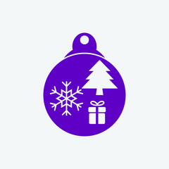 Christmas ball with snowflake Icon flat vector. xmas ball icon vector