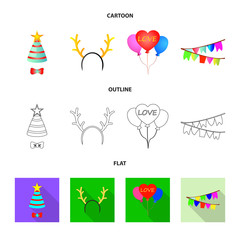 Isolated object of party and birthday logo. Set of party and celebration vector icon for stock.