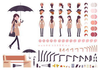 Woman in autumn clothes character creation set