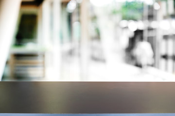 black wood table in office.