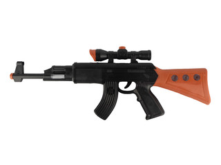Ak 47 gun toy have light and sound  isolated on the white background