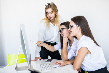 Efficient business women working together at office desk at new project, women entrepreneurs concept