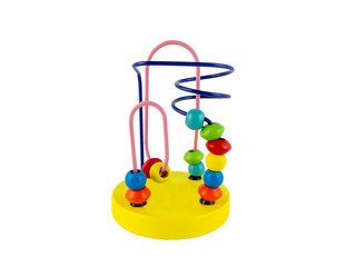 Bead roller coaster toy for child development isolated on a white background, Logical thinking or problem solving.