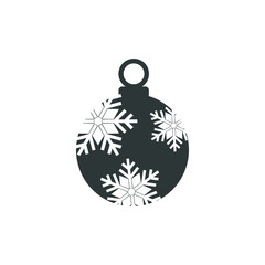 Christmas ball with snowflake Icon flat vector. xmas ball icon vector