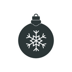 Christmas ball with snowflake Icon flat vector. xmas ball icon vector