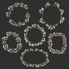 Drawn Christmas Frames of Deciduous Branches Vector Set