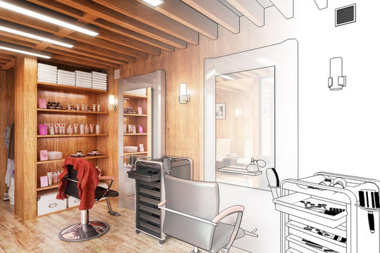 Barbershop Design (project)- 3d illustration