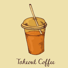 Vector Illustration of  Takeout Coffee Cup Sketch Style