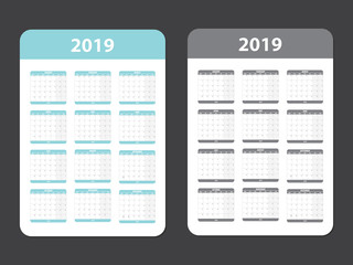 Calendar Planner for 2019 Year.