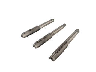 Cutting tools, Threading hand screw tap with different sizes isolated on white background.