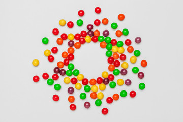 Frame of colorful bright assorted candy