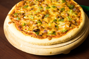 Pan Pizza take from top side closeup