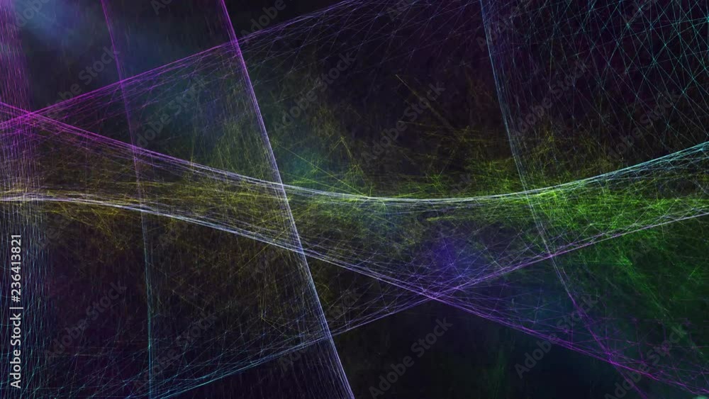 Poster multicolored glow of very fast moving abstract lines and dots