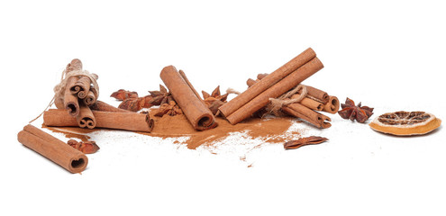 Cinnamon sticks isolated on white background