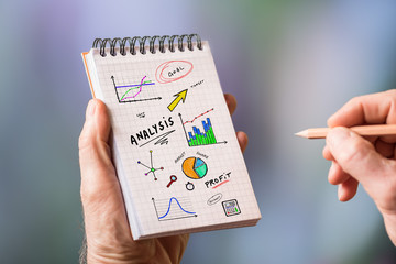 Analysis concept on a notepad