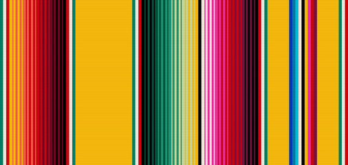 Blanket stripes seamless vector pattern. Background for Cinco de Mayo party decor or ethnic mexican fabric pattern with colorful stripes. Serape gesign