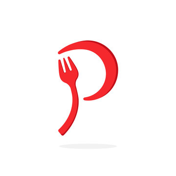 Vector Fork Logo Letter P