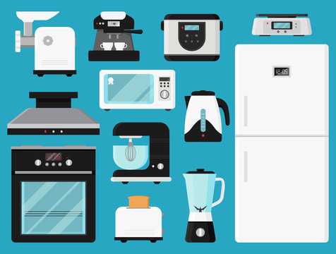 Modern kitchen appliances set Royalty Free Vector Image