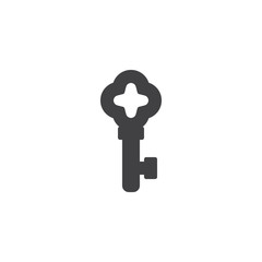 Ornate key vector icon. filled flat sign for mobile concept and web design. Retro Key simple solid icon. Symbol, logo illustration. Pixel perfect vector graphics