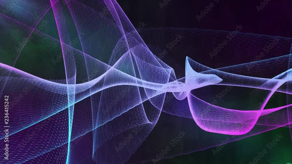 Aufkleber motion of various color abstract lines and dots. black background