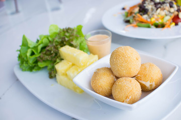 Fried Cheese ball with Pineapples.