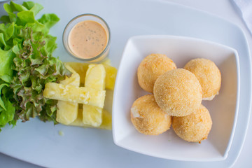 Fried Cheese ball with Pineapples.