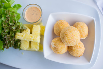 Fried Cheese ball with Pineapples.