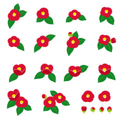 椿のアイコンイラスト　セット